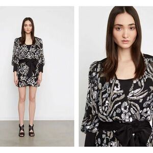 BCBGMaxAzria Black and Silver Sequin Robe